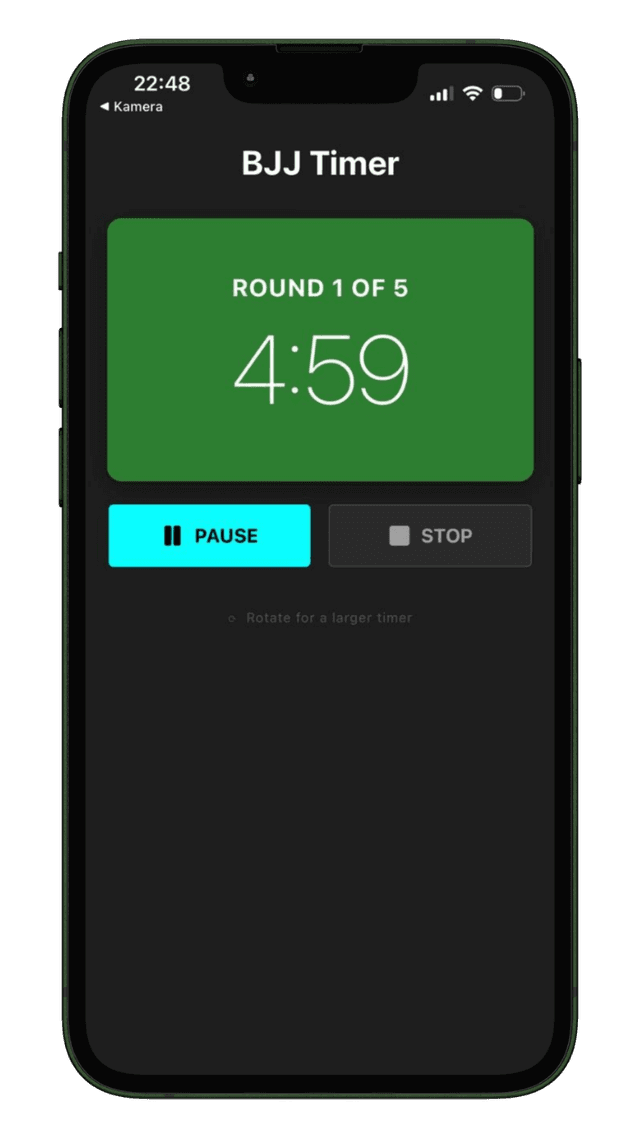 BJJ Timer active timer screen